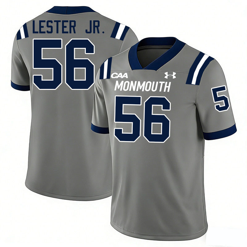 Monmouth Hawks #56 Lamont Lester Jr. College Football Jerseys,Uniforms-Grey